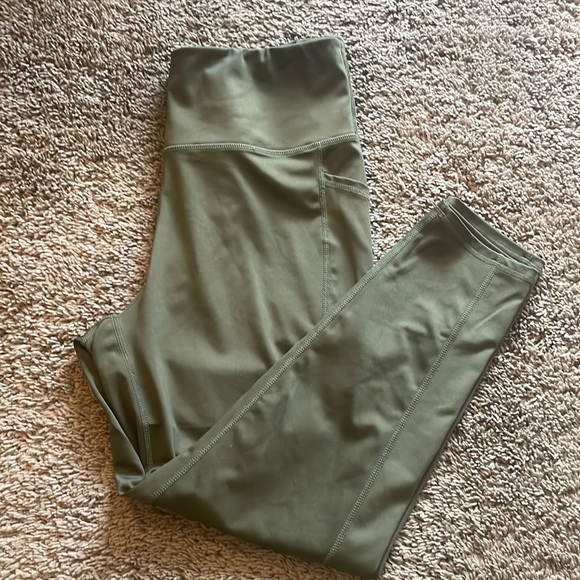 Adrienne Vittadini Olive Green Athletic Leggings - Picture 1 of 8